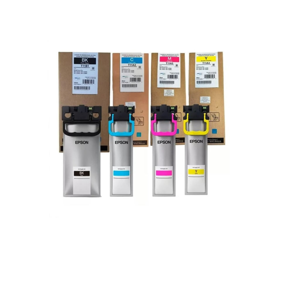 kit Tinta Epson T11B y T11A Negro y Colores Pro WF-C5390 C5810 C5890