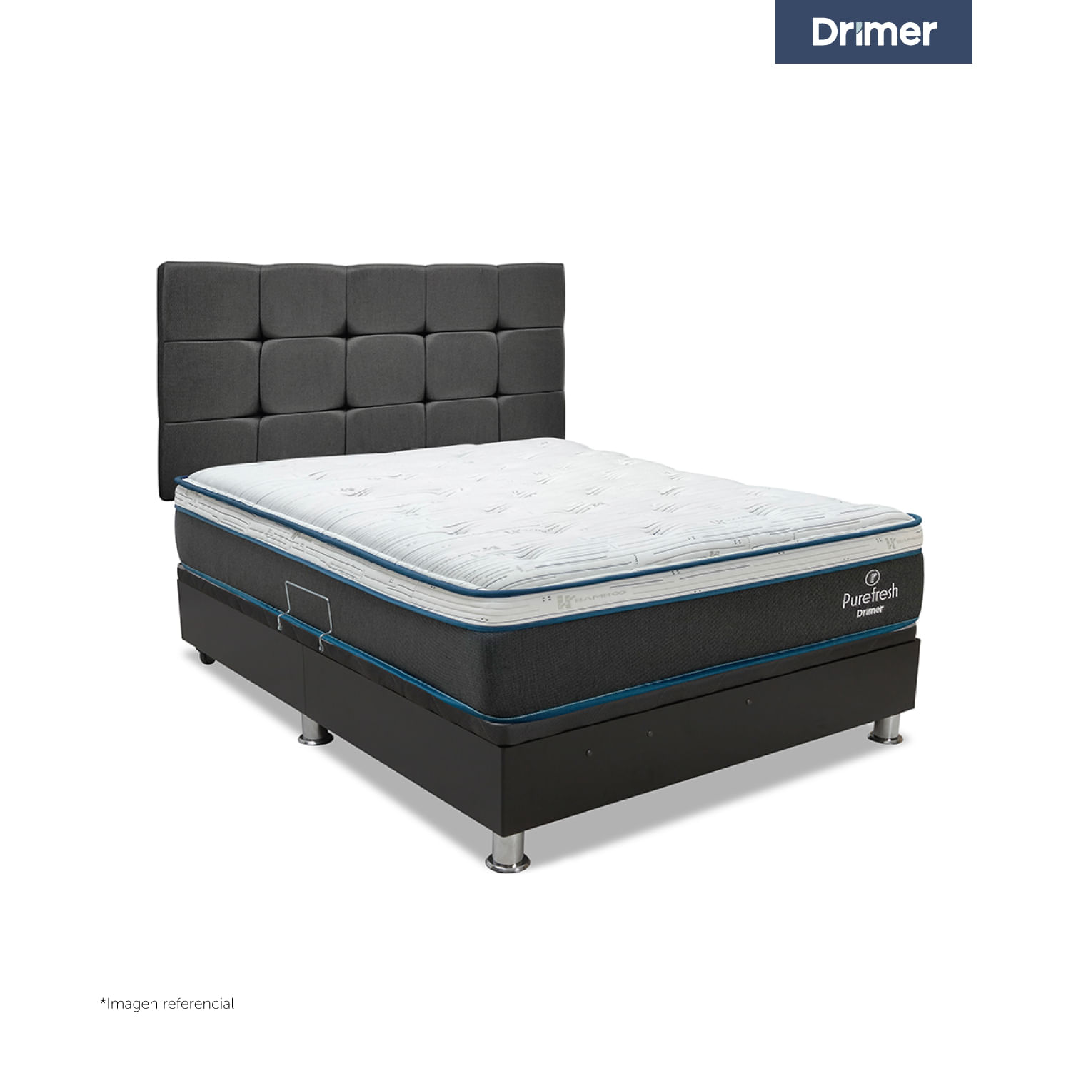 Dormitorio Praktibox Laqueada Pure Fresh 1.5 Plazas Cuadros Gris Oscuro