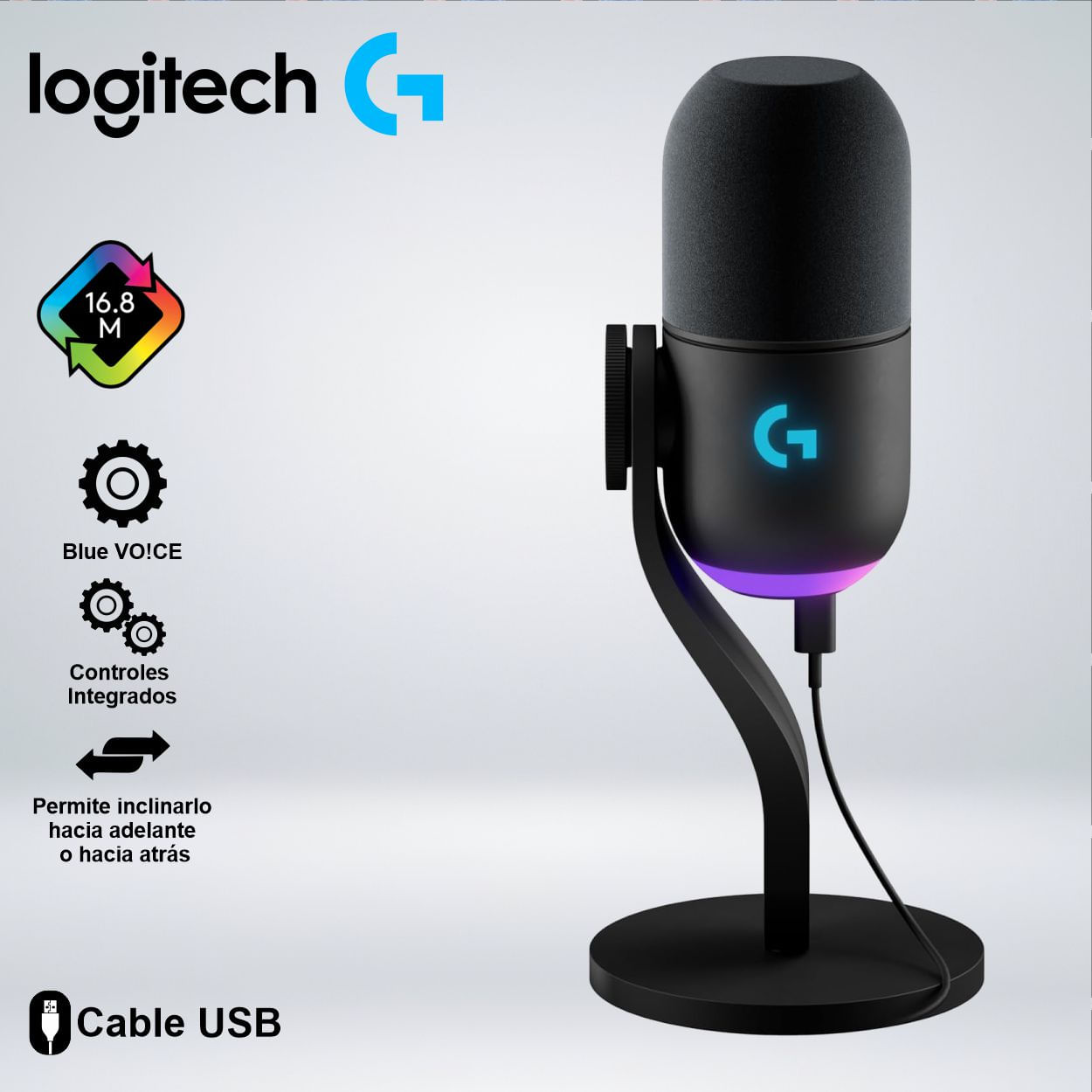 MICROFONO DINAMICO LOGITECH YETI GX RGB LIGHTSYNC STREAMIMG BLUE VOICE