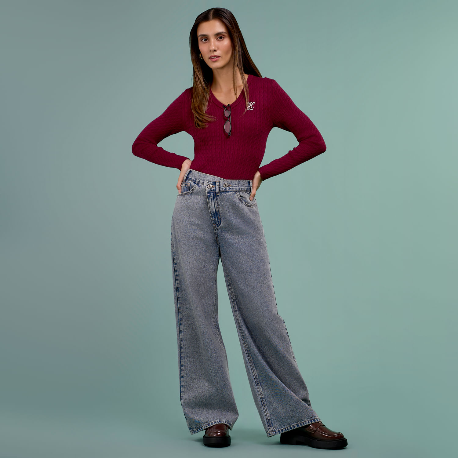 Jean Mujer Asimetrico Hypnotic Wide Leg