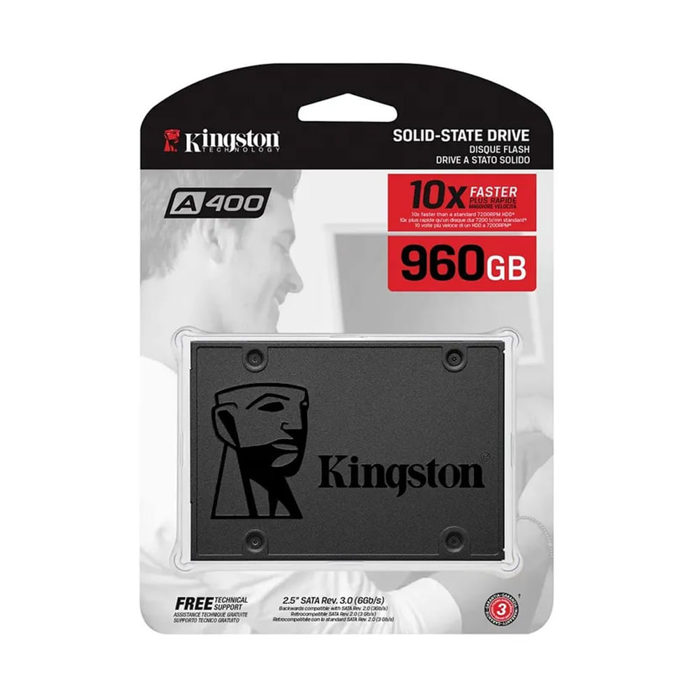 SSD Kingston A400 960GB 2.5"" SATA - Alta velocidad 500MB/s - Ideal para computadoras de escritorio