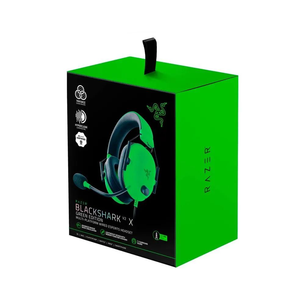 Auriculares Razer BlackShark V2 X - 7.1 Surround, 50mm, Compatibles con Múltiples Plataformas, Verd