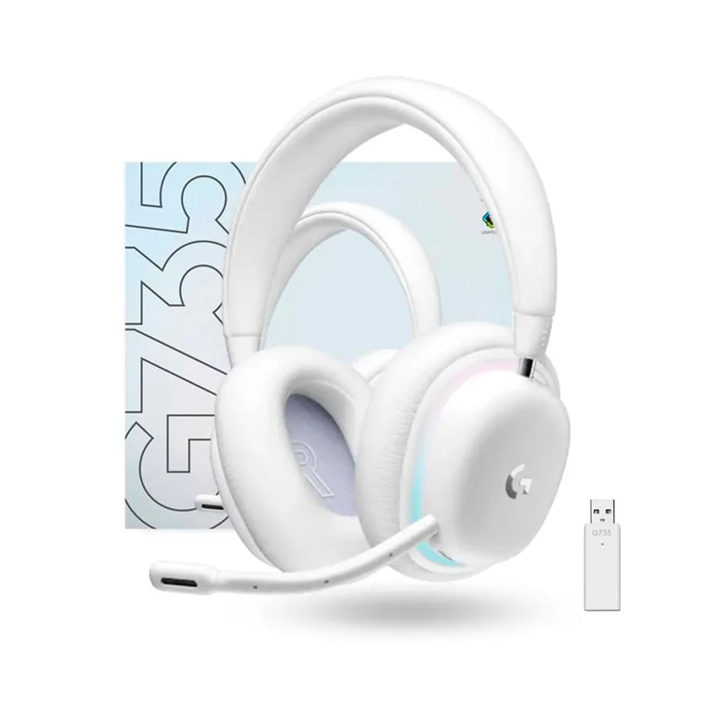 Auriculares gaming Logitech G735 Aurora Collection - Bluetooth wireless, color blanco, sonido envol