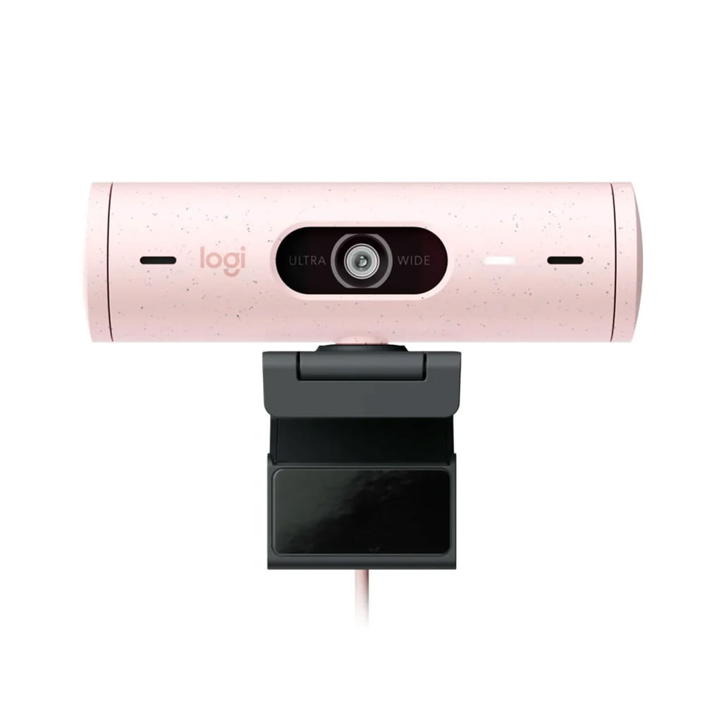 Cámara Logitech Brio 500 FHD 1080p USB-C en color rosa - Calidad profesional y fácil conexión