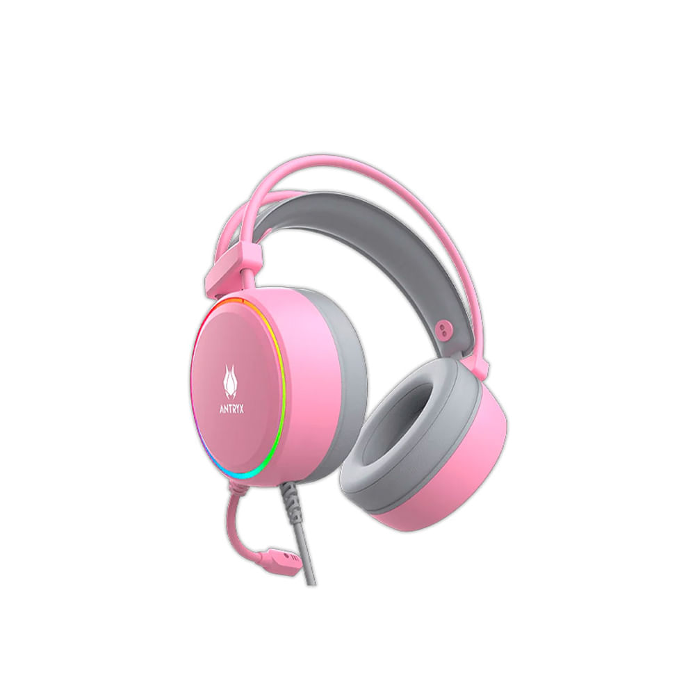 Auriculares Gaming ANTRYX KIRBY 7.1 USB - Sonido envolvente, conexión USB-C, color rosa