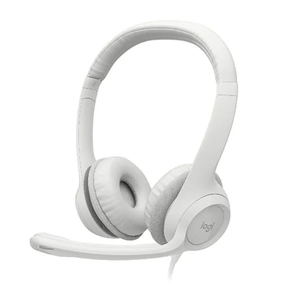 Auriculares Logitech H390 V2 USB en color blanco con micrófono y cancelación de ruido