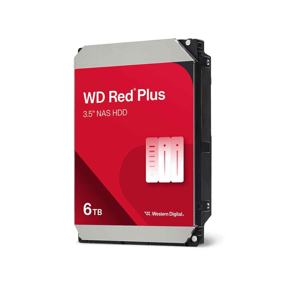 Disco Duro WD Red Plus 6TB 3.5"" Interno SATA - 5400 RPM, ideal para sistemas de almacenamiento