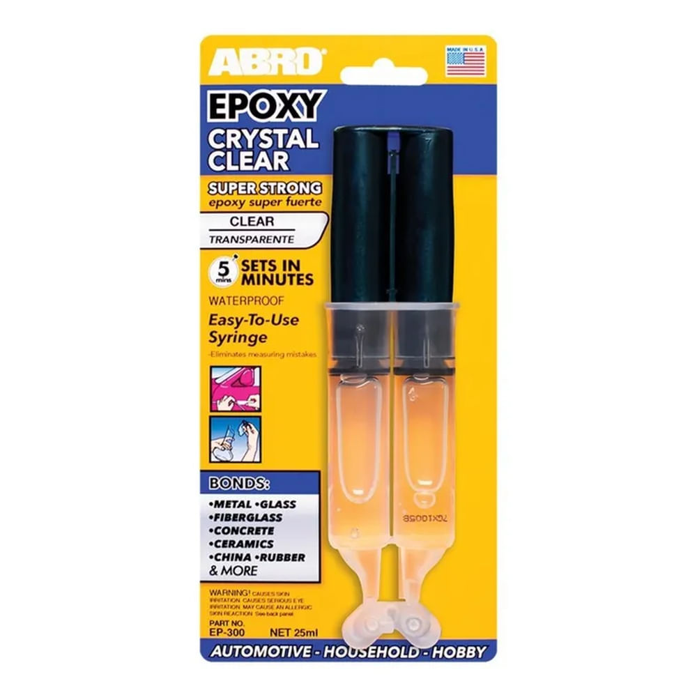 ABRO Adhesivo Acero Epóxico Inyectable Transparente 25ml EP-300 Transparente
