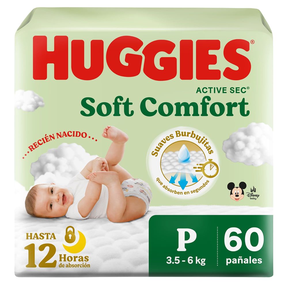 Pañales para Bebé HUGGIES Active Sec P Paquete 60un Pañales para Bebé HUGGIES Active Sec P Paquete 60un
