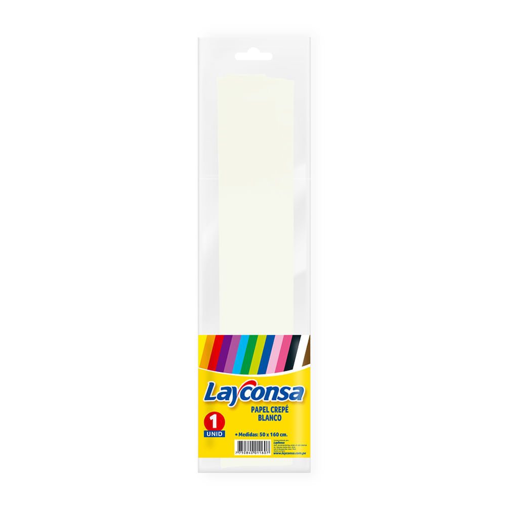 Papel Crepé Blanco LAYCONSA Blanco Bolsa 1un Papel Crepé Blanco LAYCONSA Blanco Bolsa 1un