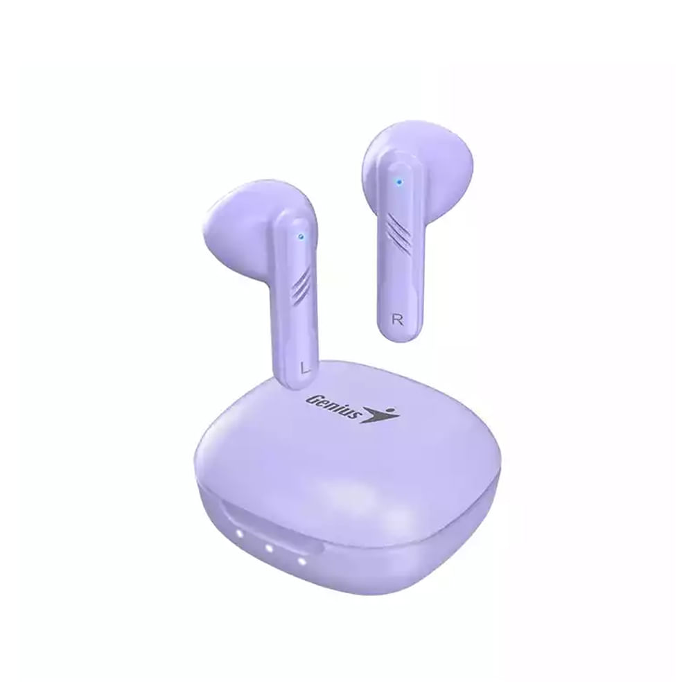 Audífonos Genius HS-M905BT True Wireless, con micrófono, color lila, conectividad Bluetooth 5.0.