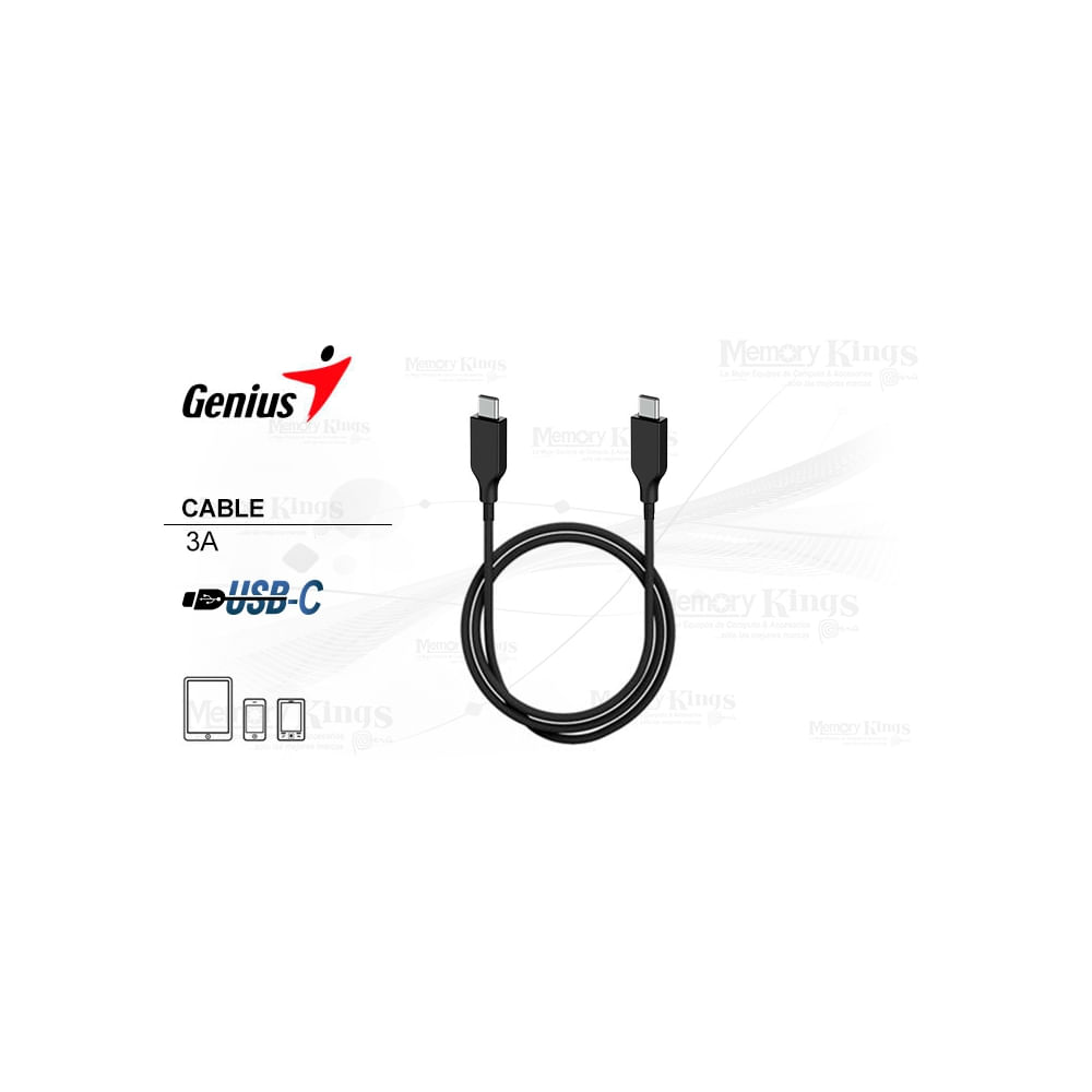 Cable USB-C Genius ACC-C2CC-3A trenzado de 100 cm para carga rápida, compatible con todos los dispo