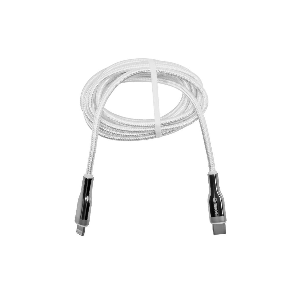 Cable USB Tipo C a Lightning Teros TE-70212W, 3A, 20W, Blanco y Plateado - Conecta y Carga Rápidame