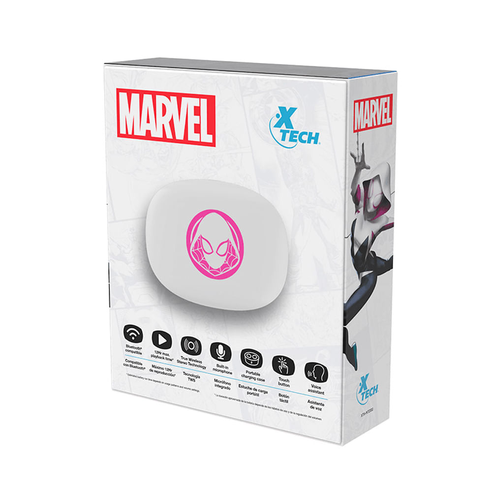 Audífonos Xtech True Wireless Ghost Spider, Bluetooth 5.1, 12 horas de batería, color blanco