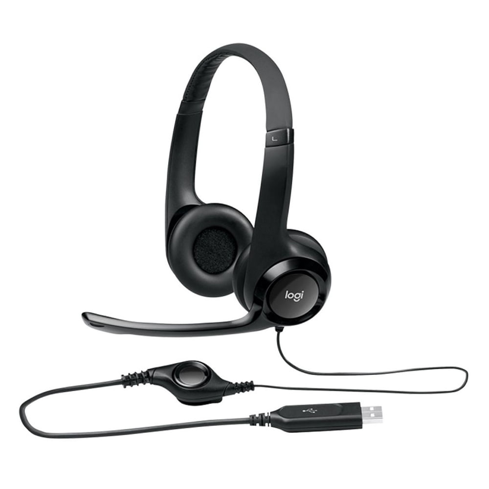 Auriculares Logitech H390 con micrófono, cancelación de ruido, USB y color negro - Perfectos para t