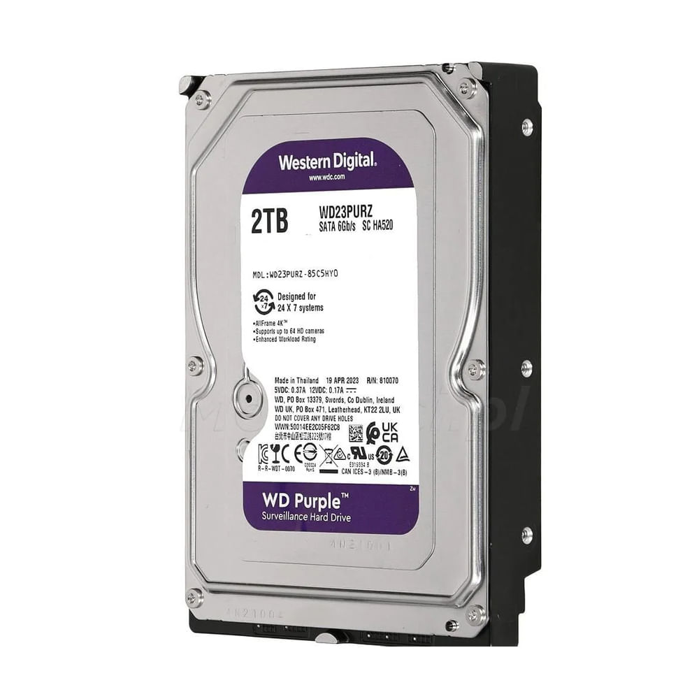 Disco duro interno WD Purple 2TB 3.5"" SATA 6Gb/s para sistemas de vigilancia y seguridad