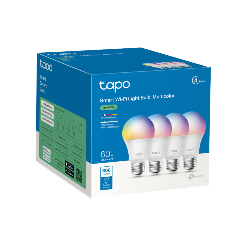 Bombilla LED Tapo L530E E27 8.7W regulable 2500-6500K, eficiente y versátil para cualquier espacio