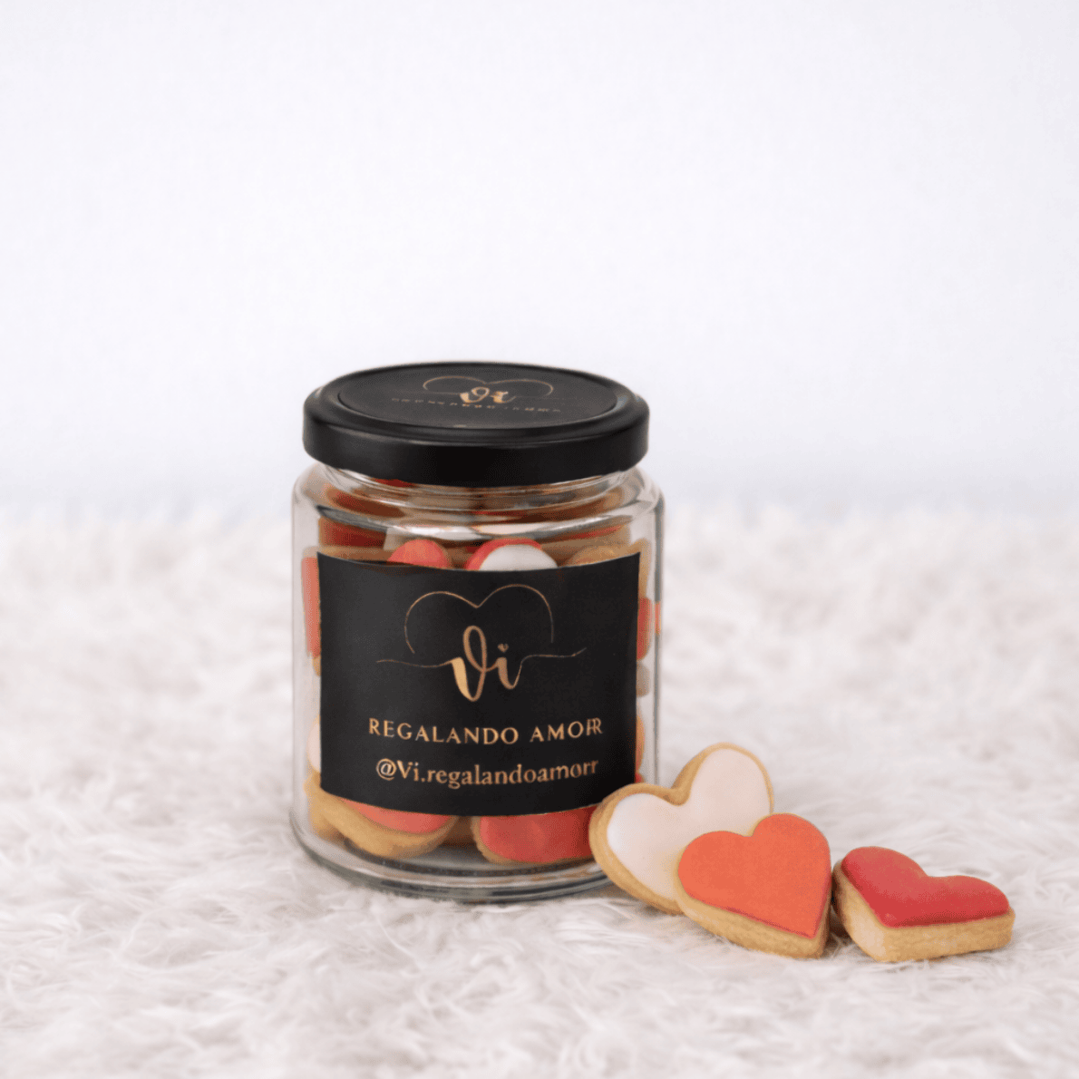 Mini Jar Galletas con mini corazon - San valentin