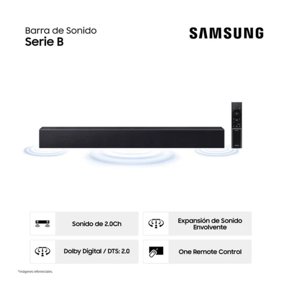 Soundbar Samsung Serie B 2.0 Ch HW-B400F con audio claro