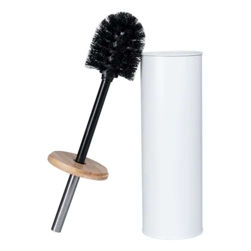 Cepillo de Inodoro con Bambú y Mango Hergonómico de Acero Blanco