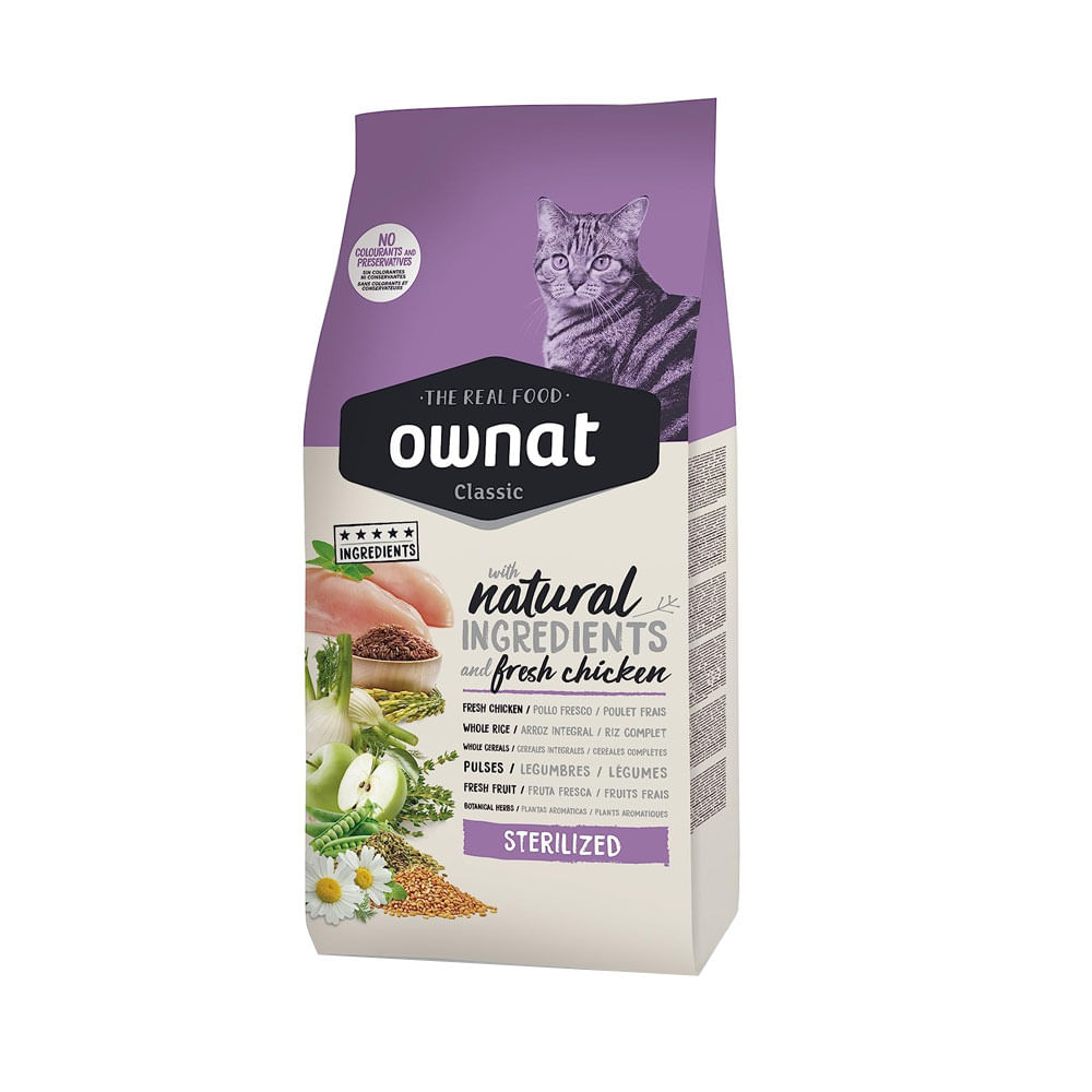 Alimento Ownat Classic para Gatos Esterilizados 4Kg