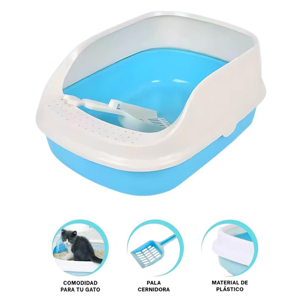 Caja de Arena Arenero para Gato con Pala Cernidora 21x52x37cm Celeste Caja de Arena Arenero para Gato con Pala Cernidora 21x52x37cm Celeste