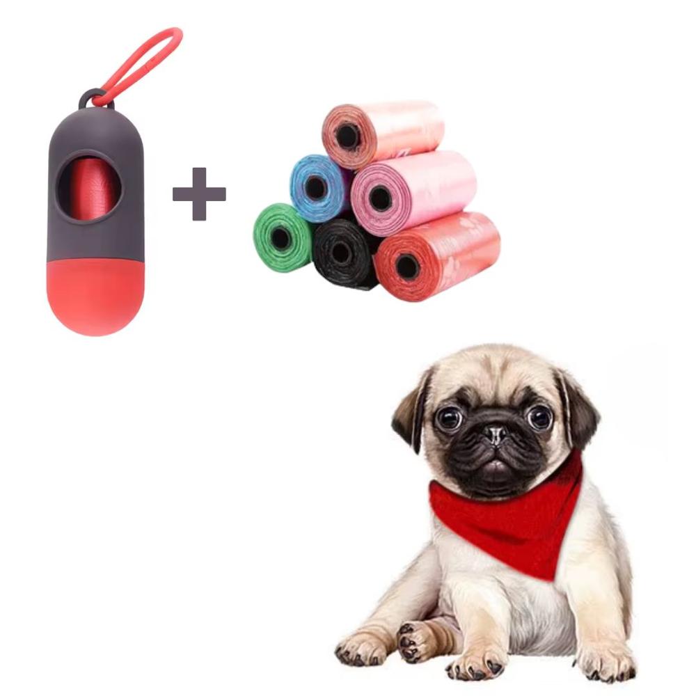 Cápsula Porta Bolsas para Desechos de Mascotas + 6 Bolsas para Excremento Perro Rojo Cápsula Porta Bolsas para Desechos de Mascotas + 6 Bolsas para Excremento Perro Rojo