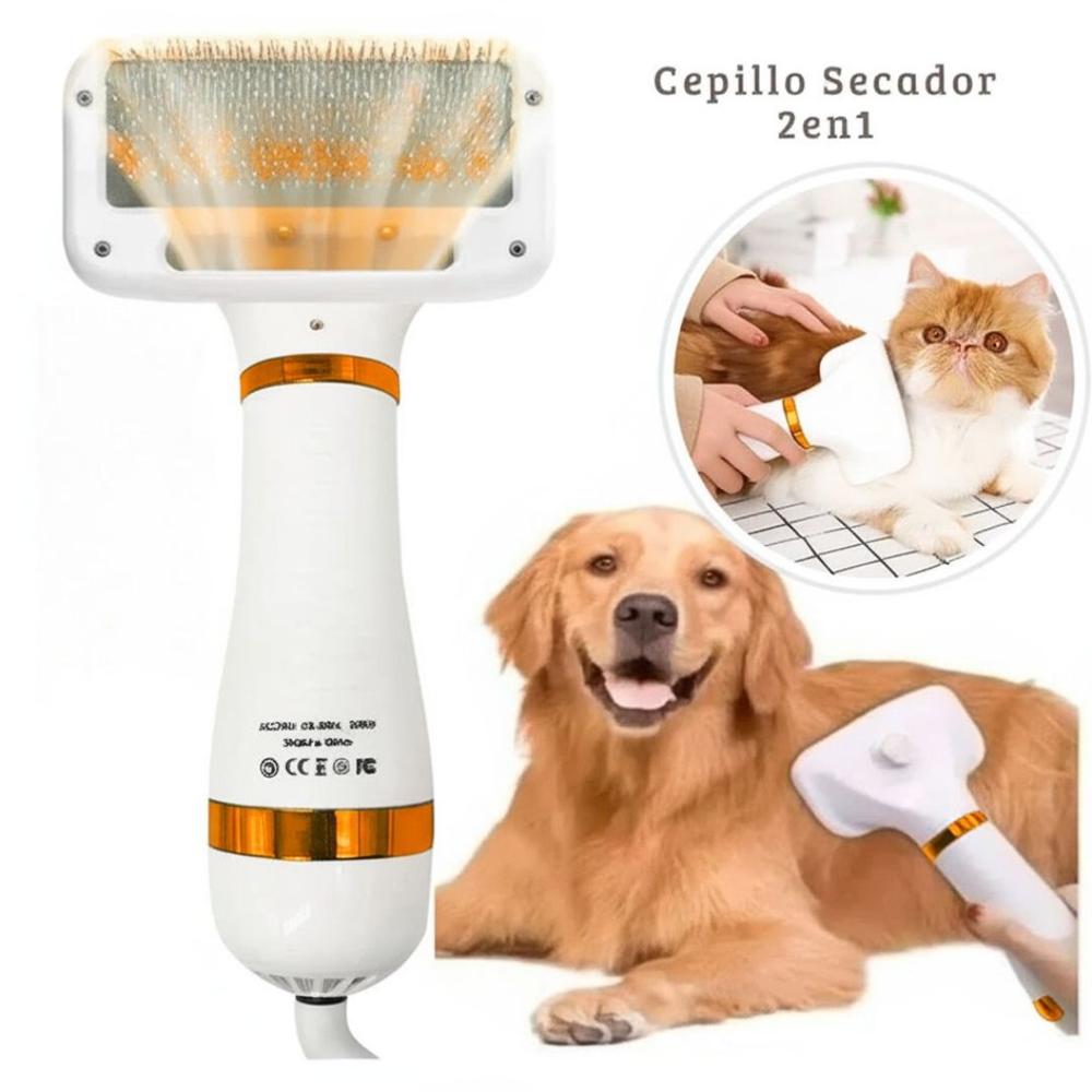 Cepillo Secador de Pelo Para Mascotas 2 en 1 para Perros y Gatos Dorado Cepillo Secador de Pelo Para Mascotas 2 en 1 para Perros y Gatos Dorado