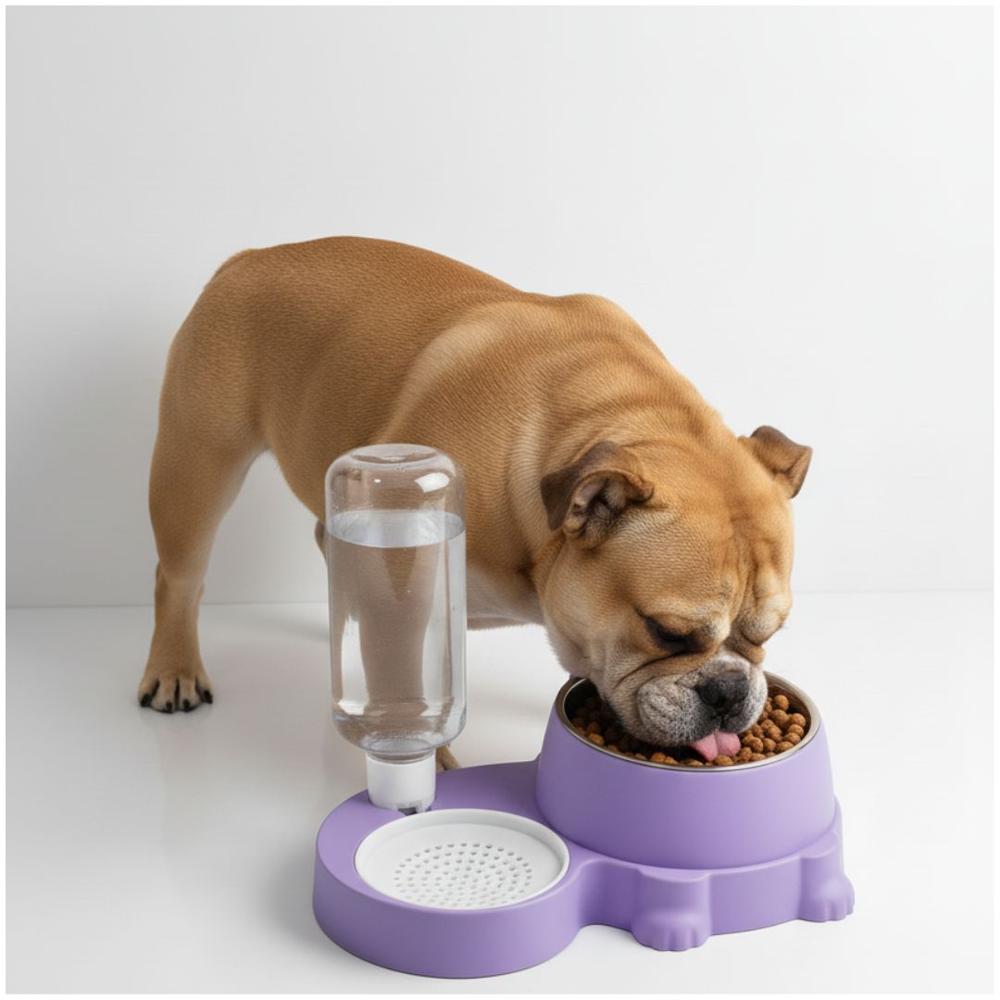 Comedero y Bebedero 2 en 1 con Dispensador de Agua para Mascotas Perro Gato Morado Comedero y Bebedero 2 en 1 con Dispensador de Agua para Mascotas Perro Gato Morado