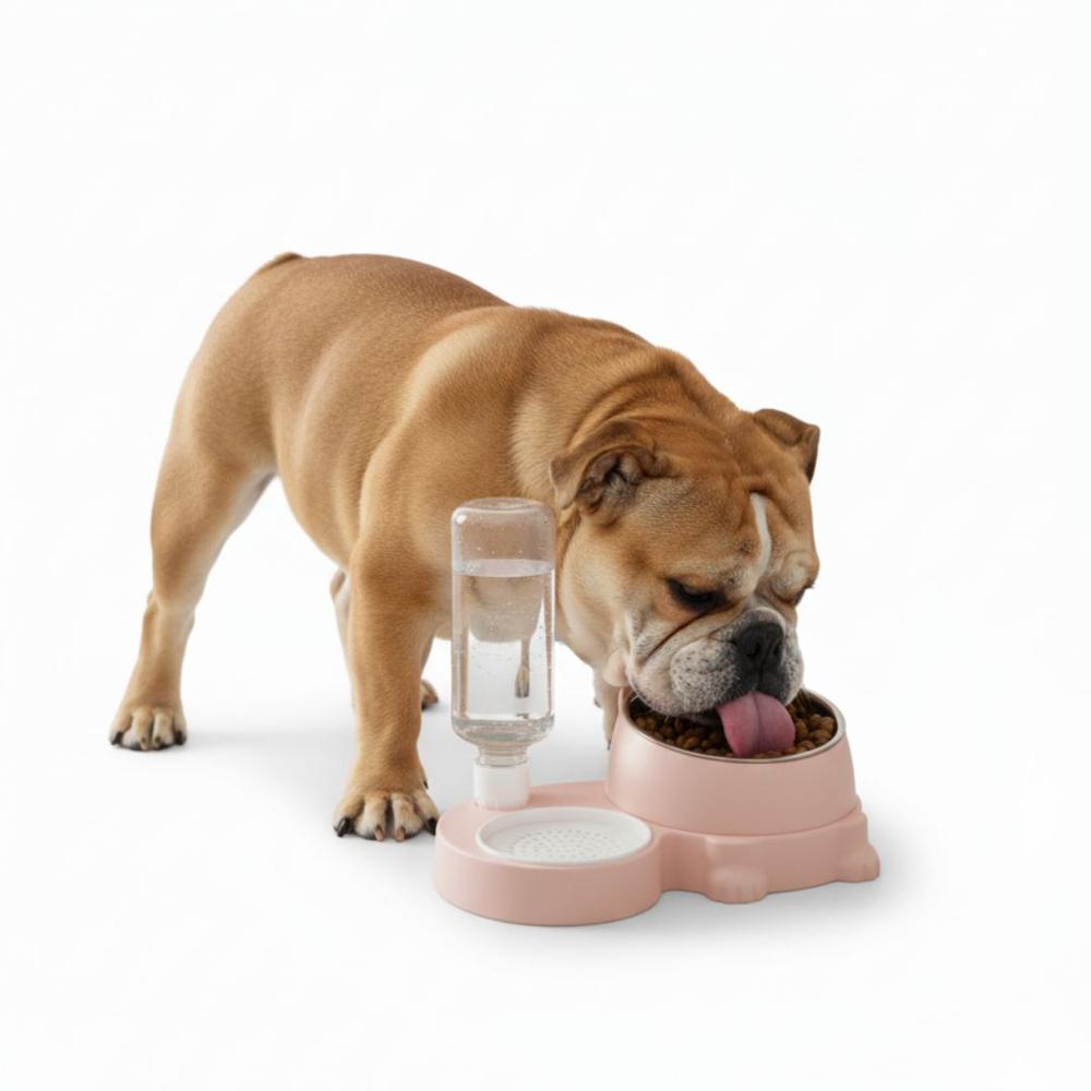 Comedero y Bebedero 2 en 1 con Dispensador de Agua para Mascotas Perro Gato Rosado Comedero y Bebedero 2 en 1 con Dispensador de Agua para Mascotas Perro Gato Rosado