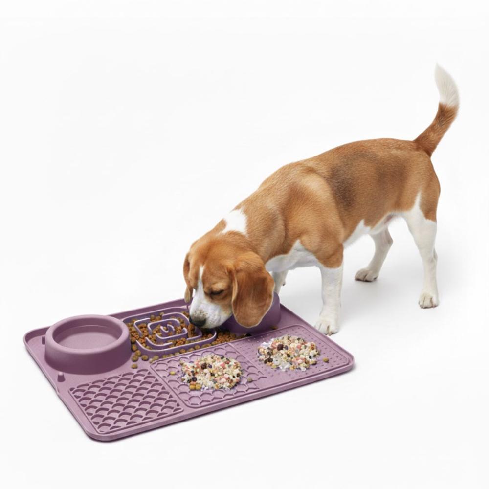 Plato Antiestrés para Mascotas Mejora Digestión Perros y Gatos 6 en 1 Comedero Bebedero Morado Plato Antiestrés para Mascotas Mejora Digestión Perros y Gatos 6 en 1 Comedero Bebedero Morado