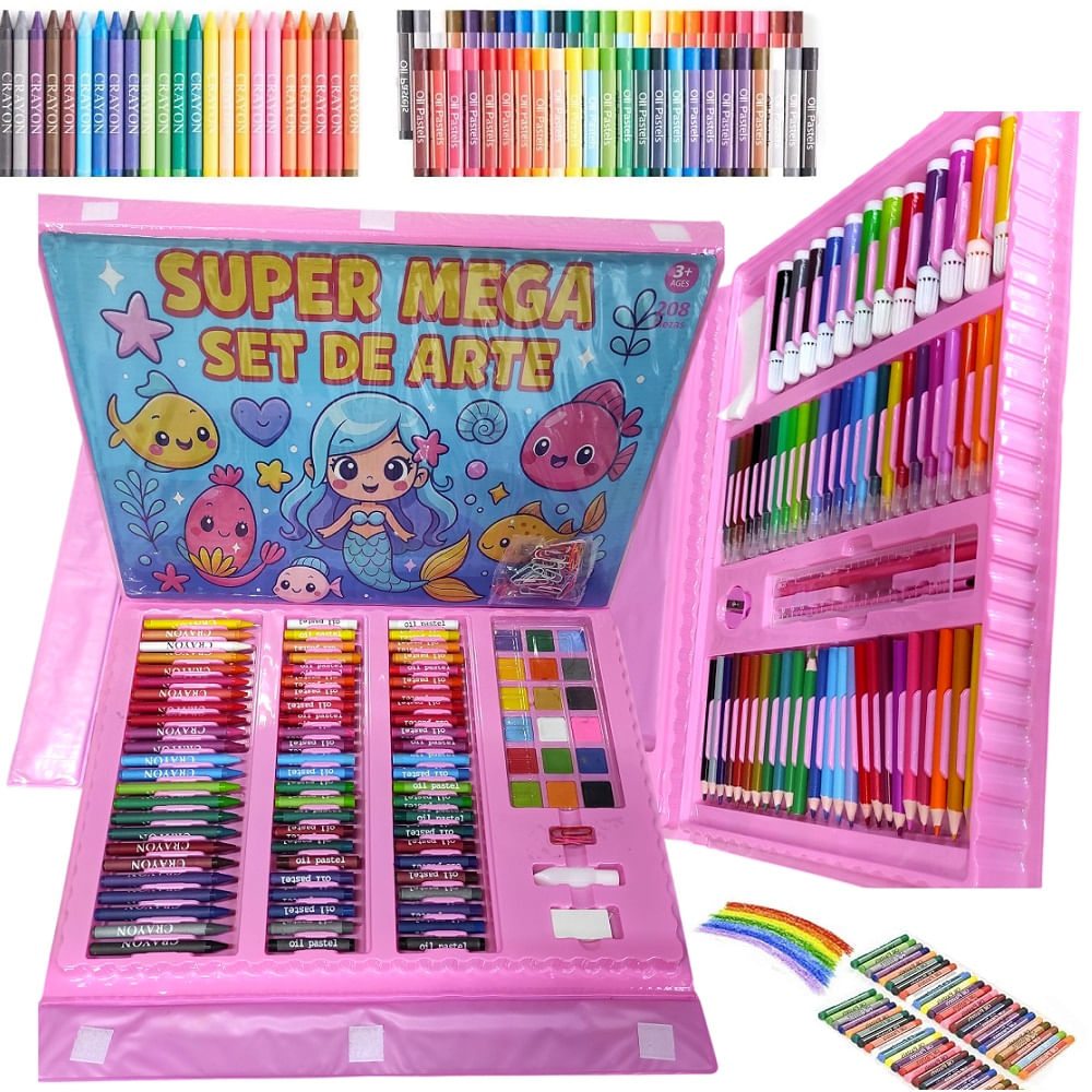 Set de Arte 208 Piezas Pinturas y Acuarelas para Pintar Rosa Set de Arte 208 Piezas Pinturas y Acuarelas para Pintar Rosa