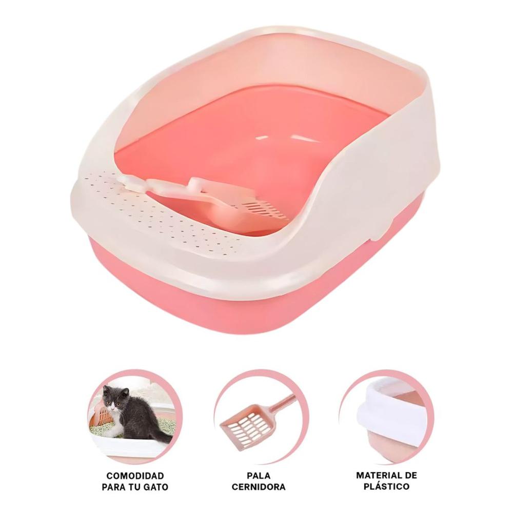 Caja de Arena Arenero para Gato con Pala Cernidora 21x52x37cm Rosado Caja de Arena Arenero para Gato con Pala Cernidora 21x52x37cm Rosado
