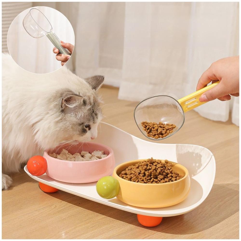 Cuchara Medidora Multiusos para Mascotas Perros y Gatos 2 en 1 Crema Cuchara Medidora Multiusos para Mascotas Perros y Gatos 2 en 1 Crema