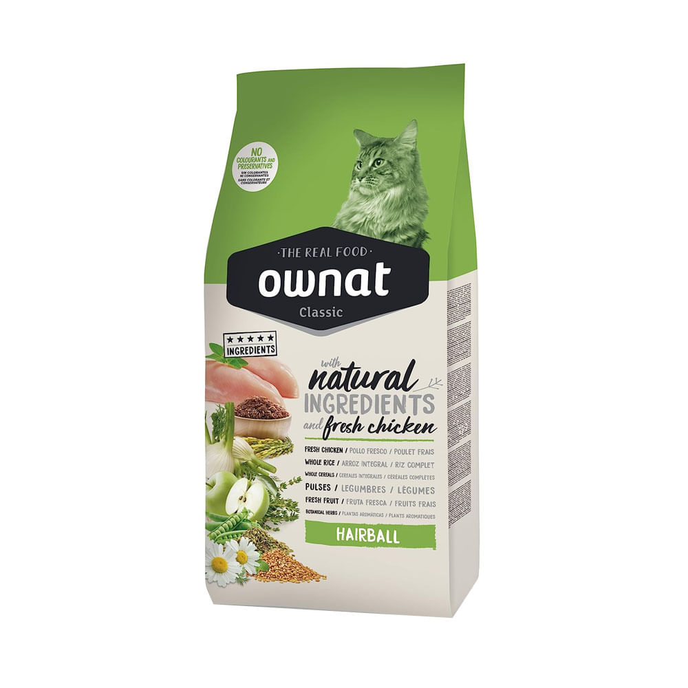 Alimento Ownat Classic Hairball para Gatos 4Kg
