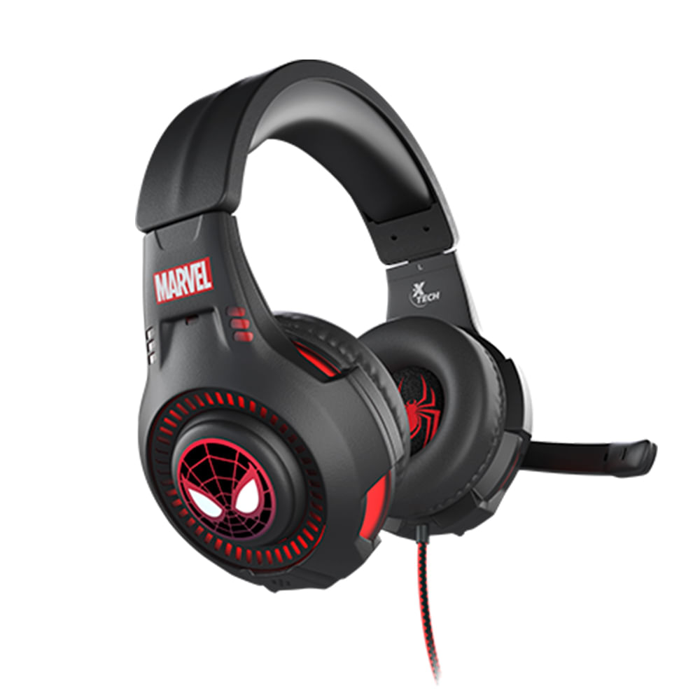 Auriculares Xtech Gaming Spiderman 40mm con micrófono, conectividad 3.5mm y USB-A, negro y rojo
