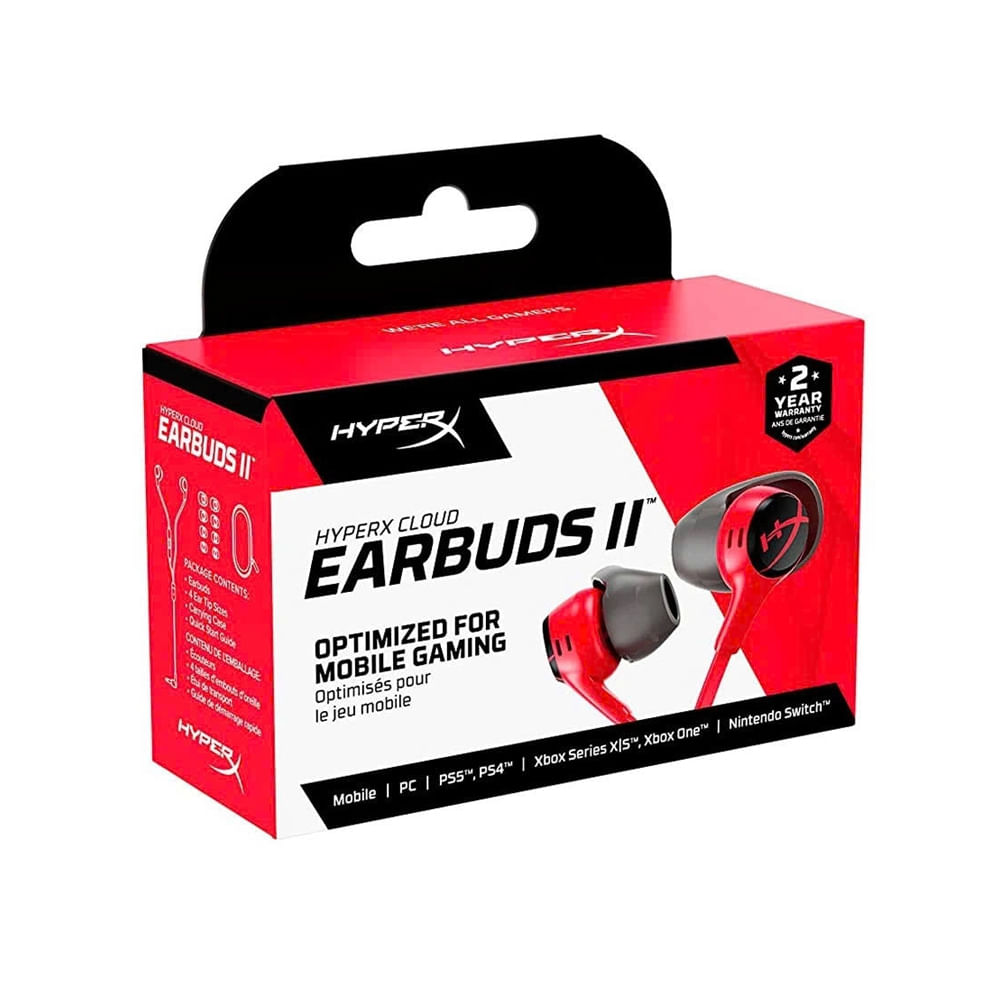 Auriculares internos HyperX Cloud Earbuds II con micrófono, cableados y conector de 3.5 mm - Negros