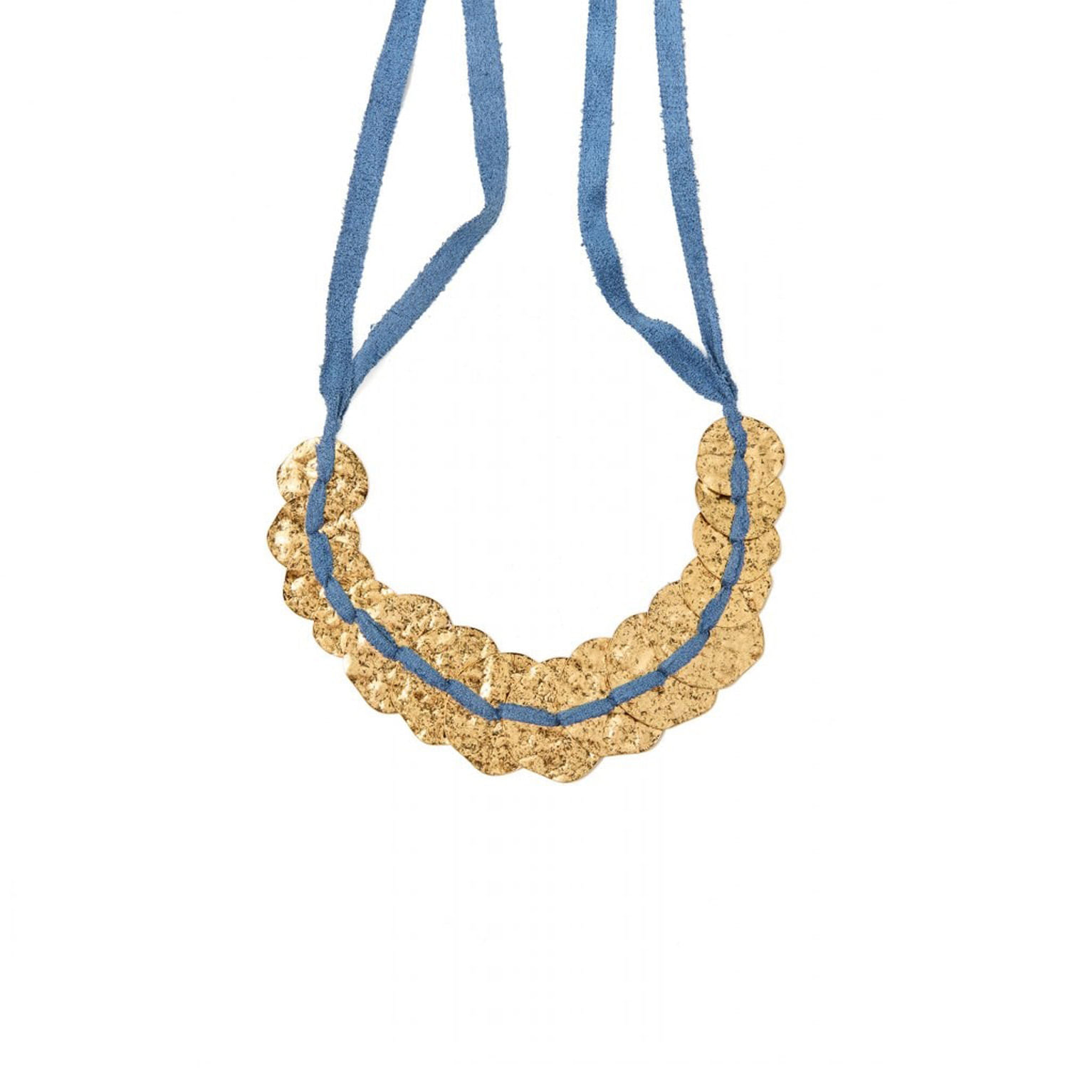 Collar Mujer Sfera Choker Tubular Franjas Argup Mx Azul Oscuro