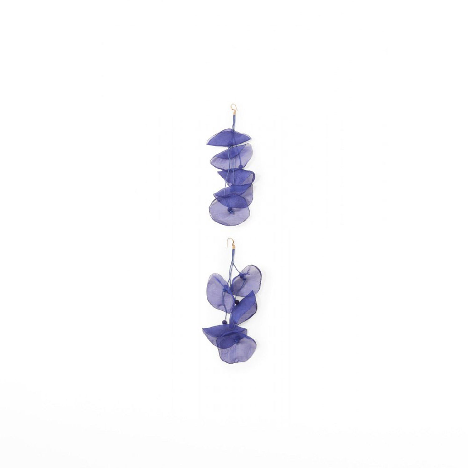 Pendientes Mujer Sfera Petalos Textil Azul Oscuro