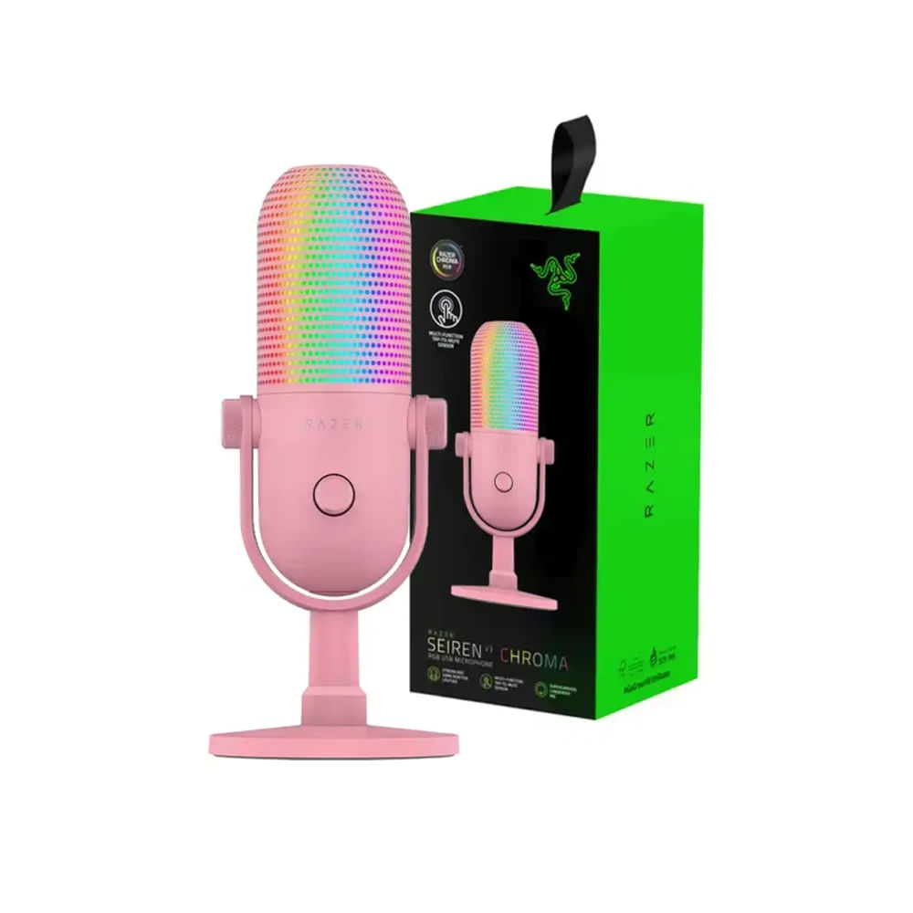 Micrófono Razer Seiren V3 Chroma USB Supercardioide con Sensor Touch y Silencio en Quartz