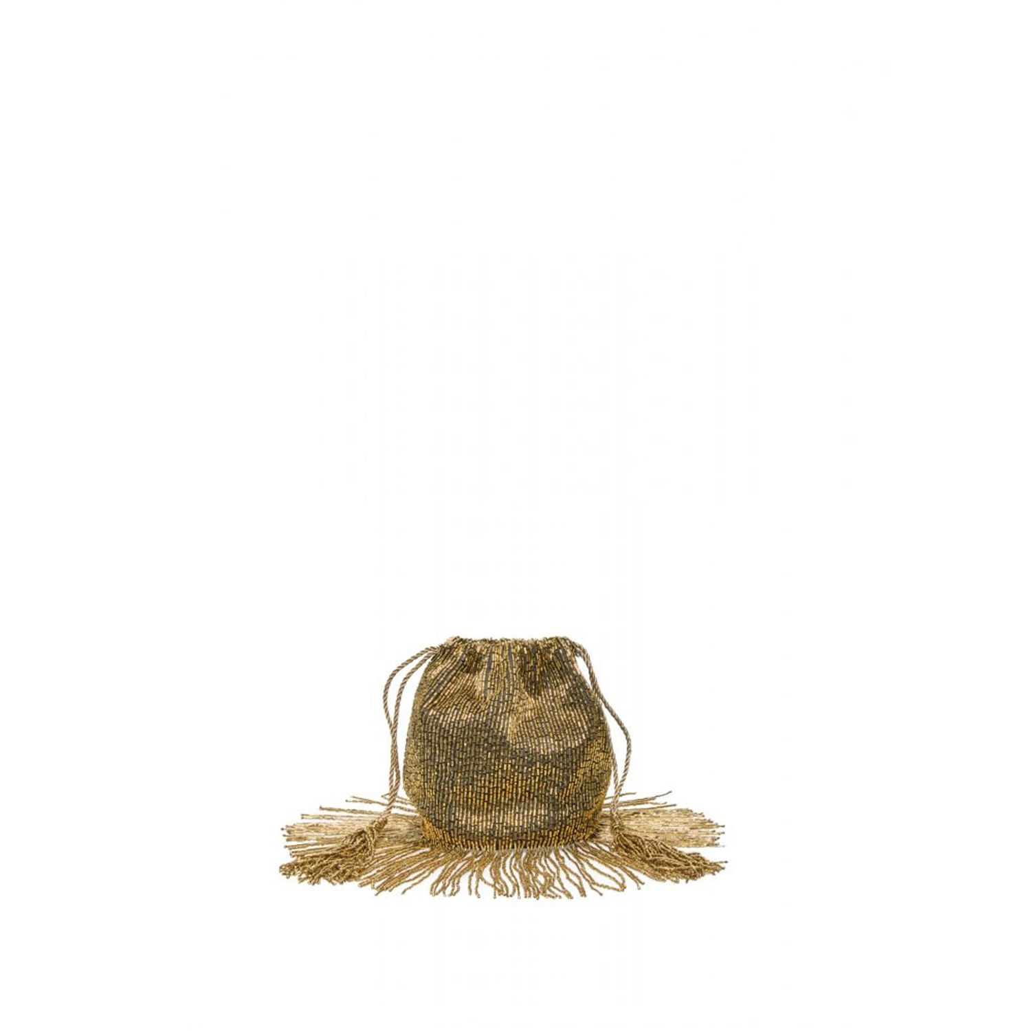 Bolso Mujer Sfera Bombonera Beads Flecos Oro