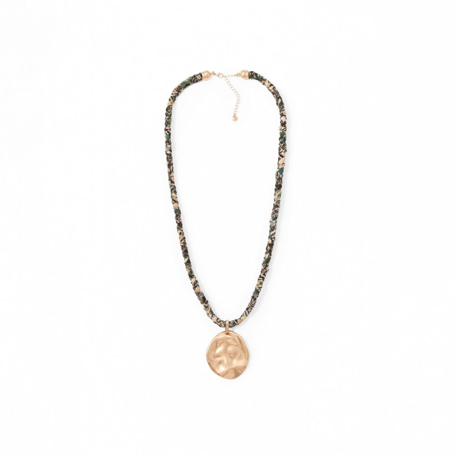 Collar Mujer Sfera Medallon Textil Verde