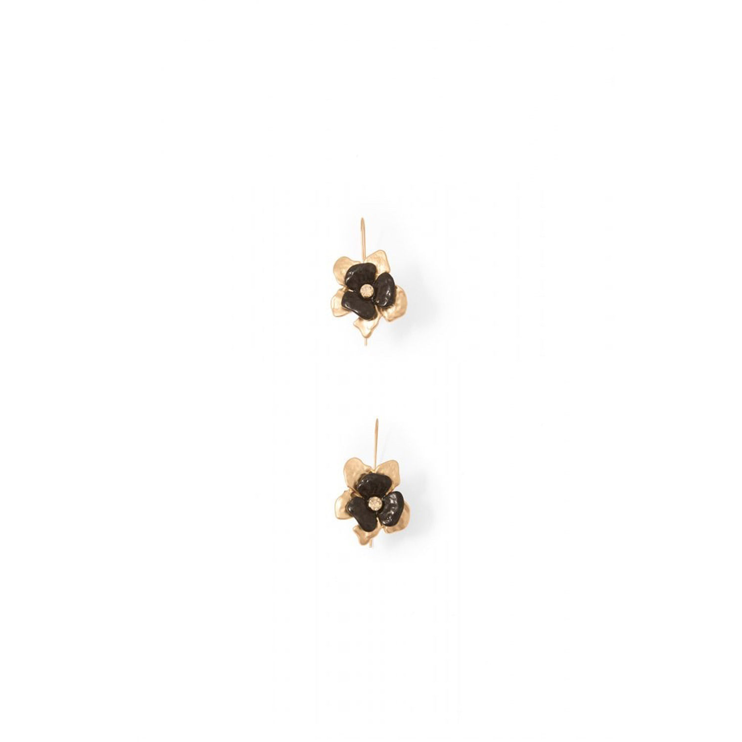 Aretes Mujer Sfera Dormilonas Flores Metal Negro