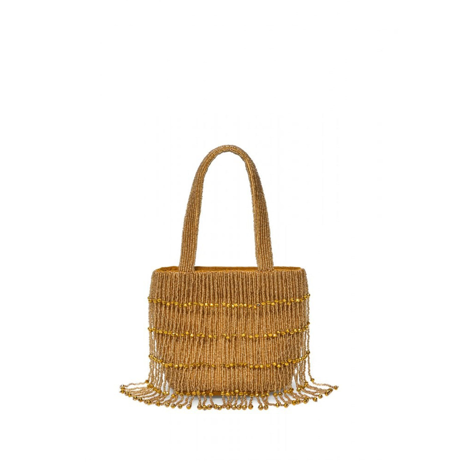 Bolso Mujer Sfera Minicapazo Beads Flecos Oro
