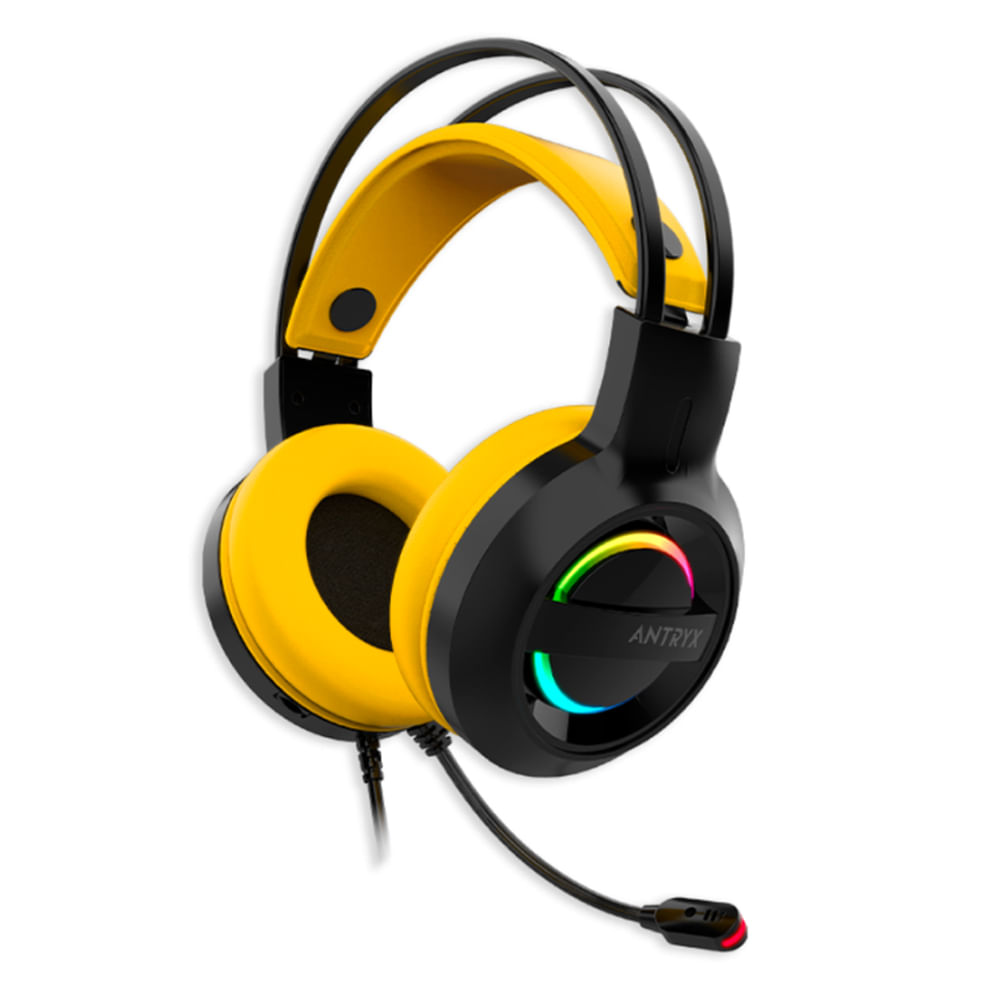 Auricular gaming Antryx Iris-K 7.1, color amarillo, sonido envolvente y conexión USB para PC