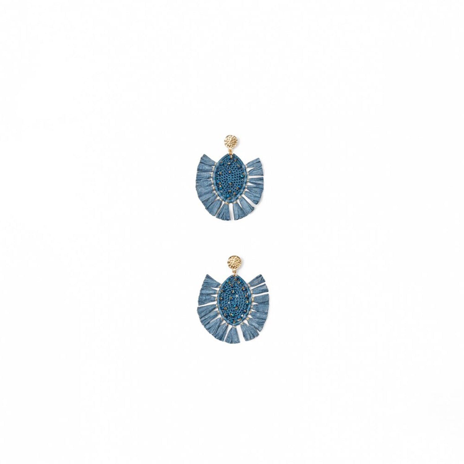 Pendientes Mujer Sfera Rafia Crochet Azul