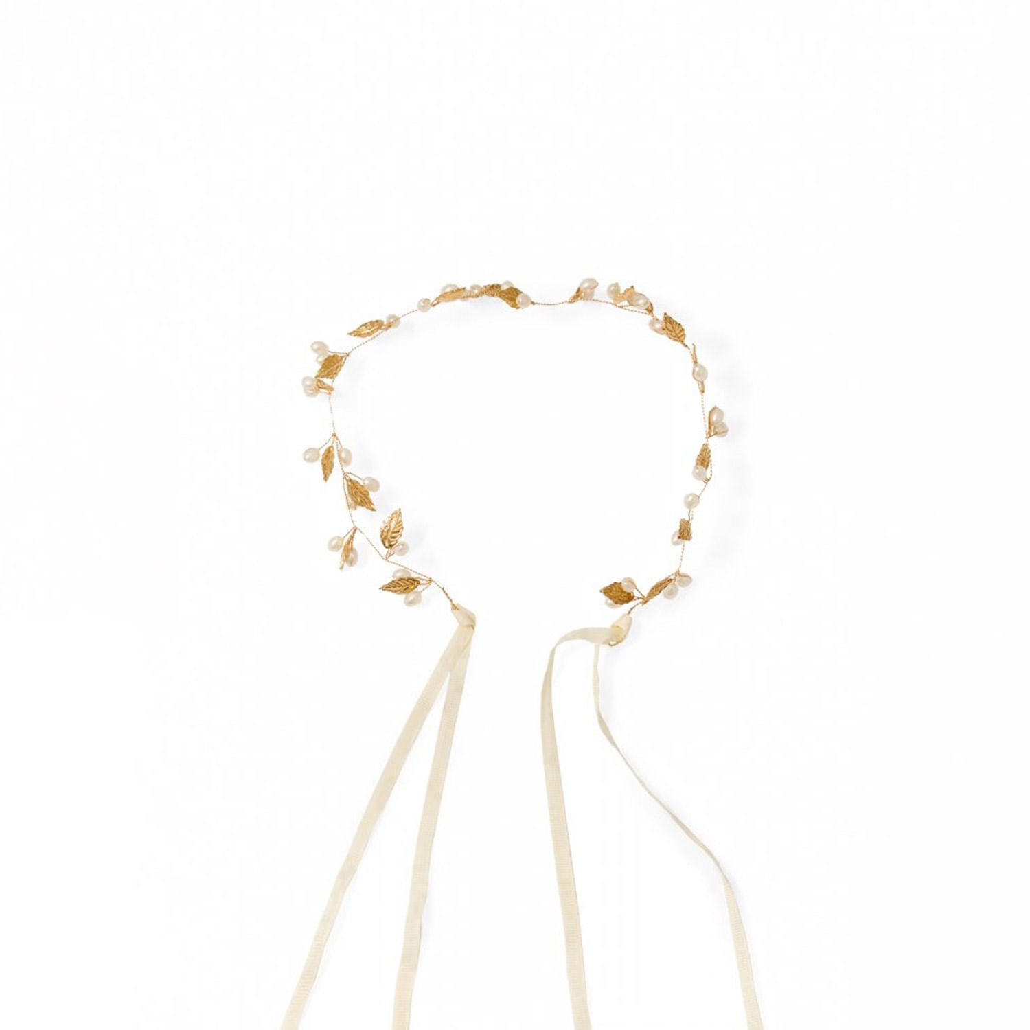 Vincha Mujer Sfera Corona Multiposición Hojas Oro