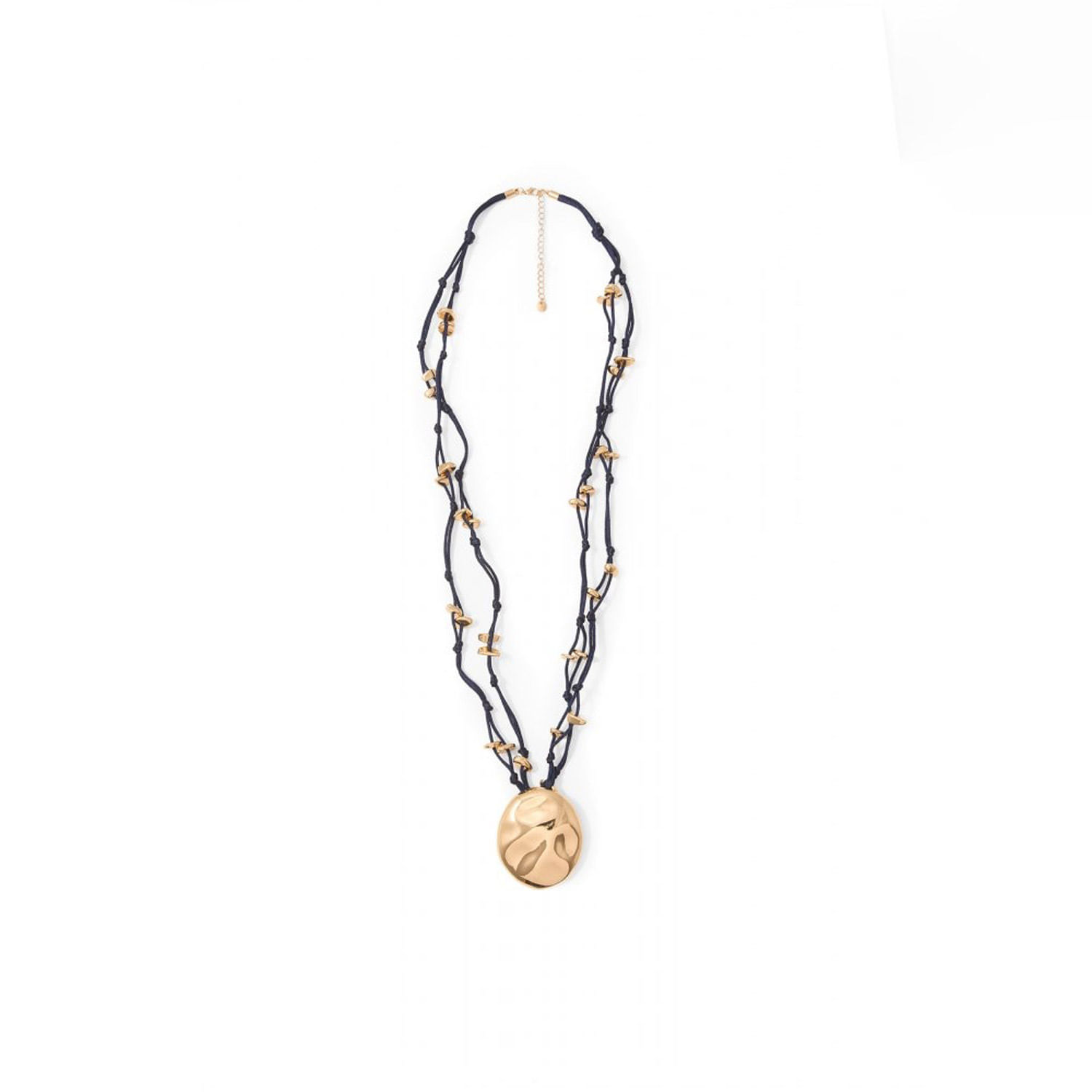 Collar Mujer Sfera Nuditos Pieza Metal Azul Marino