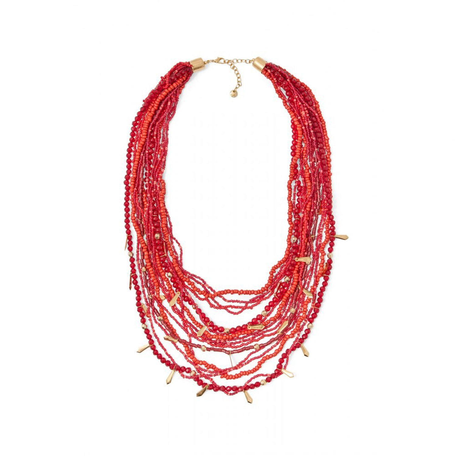 Collar Mujer Sfera Multifilas Cuentas Rojo