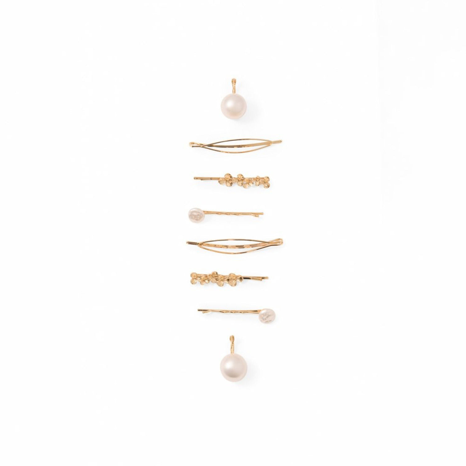 Set Mujer Sfera Conjunto Horquillas Perla Oro